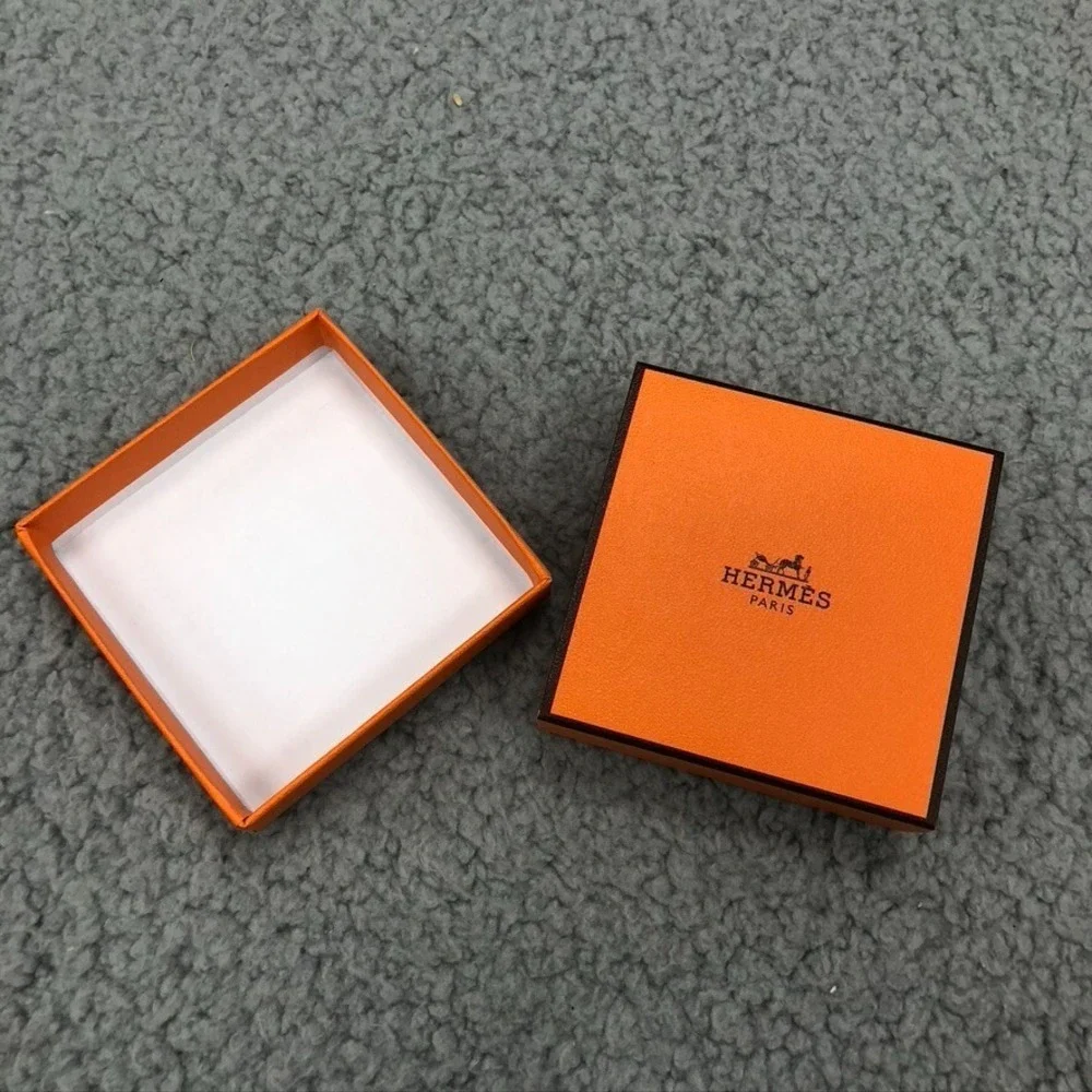 Authentic Hermes Orange Gift Box Empty Square 2.75x2.75x.75 Small Storage